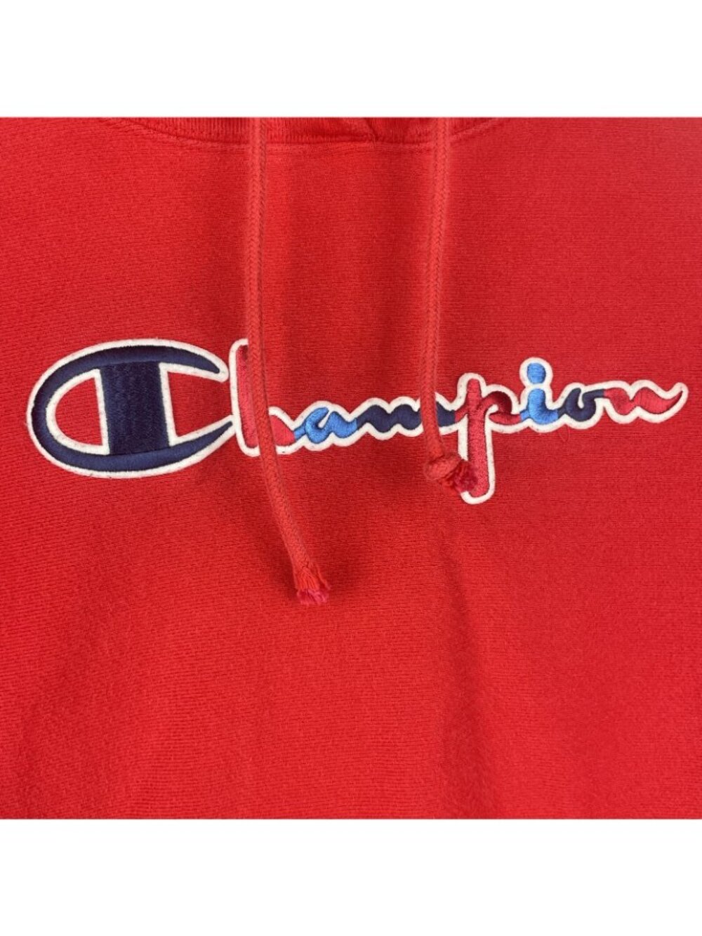 Vintage Champion Reverse Weave Hoodie – XL Red – Raised Multicolor Logo - Picture 2 of 6
